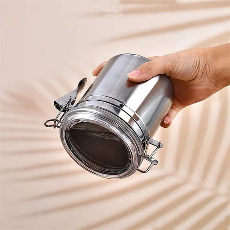 Set Of 4 Stainless Steel Airtight Sealed Canister, Coffee Flour Sugar Tea Container, Kitchen Container Seal Storage Jars With Plastic Cover, Miscellaneous Grain Food Storage Containers, Metal Sealed Can, Tea Leaf Organizer, Kitchen Accessories Set Of 4 Stainless Steel Airtight Sealed Canister, Coffee Flour Sugar Tea Container, Kitchen Container Seal Storage Jars With Plastic Cover, Miscellaneous Grain Food Storage Containers, Metal Sealed Can, Tea Leaf Organizer, Kitchen Accessories